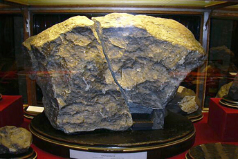 Закарпатський метеорит "Княгиня" в приміщенні Музею природознавства в Австрії (Вена)